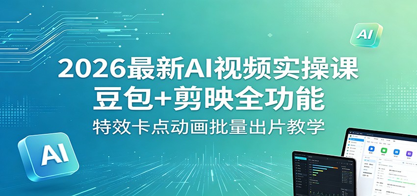2026最新AI视频实操课：豆包+剪映全功能，特效卡点动画批量出片教学-快名资源网