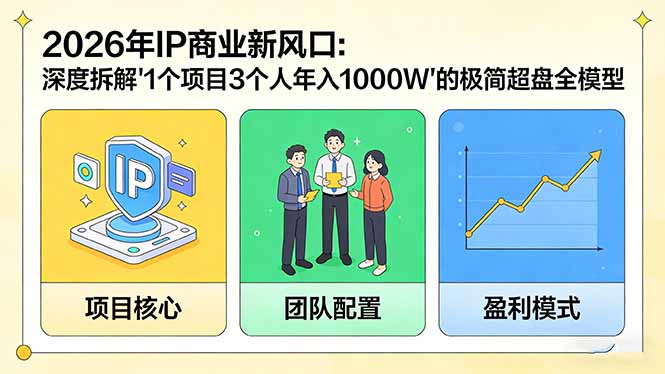2026年IP商业新风口：深度拆解“1个项目3个人年入1000W”的极简超盘全模型-快名资源网