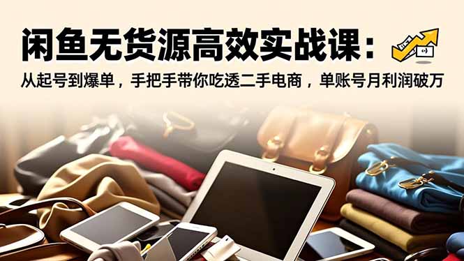 闲鱼无货源高效实战课：从起号到爆单，手把手带你吃透二手电商，单账号月利润破万-快名资源网
