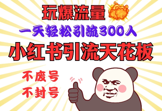 小红书引流天花板，玩爆流量，一天轻松引流300人，安全操作-快名资源网