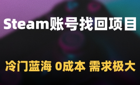 Steam账号找回项目，冷门蓝海，0成本，需求极大-快名资源网