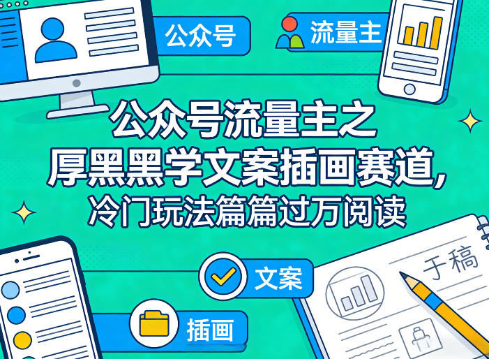 公众号流量主之厚黑学文案插画赛道，冷门玩法篇篇过万阅读-快名资源网