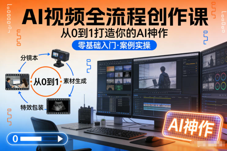 AI视频全流程创作课，从0到1打造你的AI神作-快名资源网
