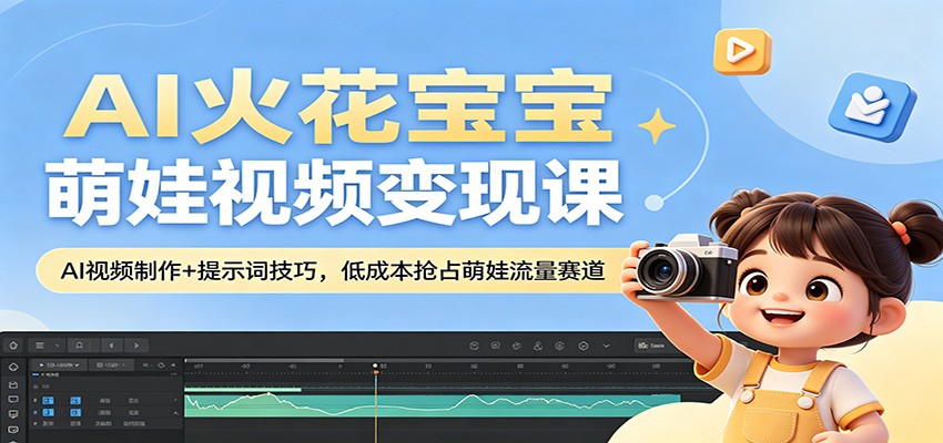 AI火花宝宝萌娃视频变现课：AI视频制作+提示词技巧，低成本抢占萌娃流量赛道-快名资源网