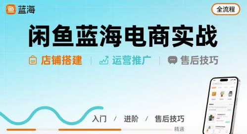 闲鱼蓝海电商实战，店铺搭建运营售后全流程-快名资源网