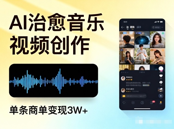 AI做治愈音乐视频，多平台投稿，单条商单变现3W+-青虫资源网