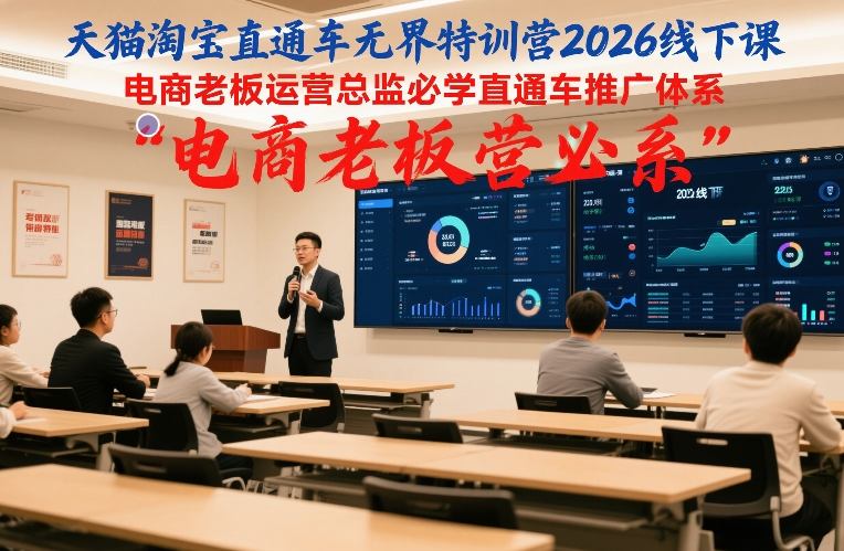 天猫淘宝直通车无界特训营2026线下课，电商老板运营总监必学直通车推广体系-快名资源网