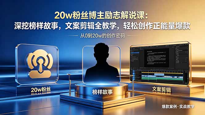 20w粉丝博主励志解说课：深挖榜样故事，文案剪辑全教学，轻松创作正能量爆款-快名资源网