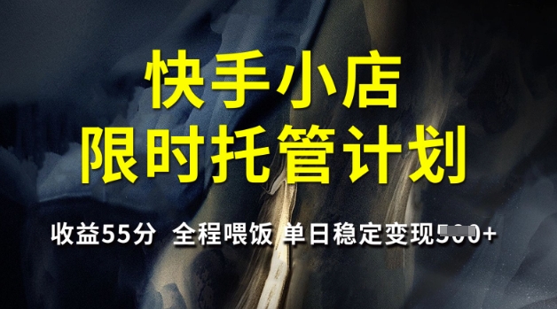 快手小店限时托管计划，收益55分，全程喂饭，单日稳定变现5张【揭秘】-青虫资源网