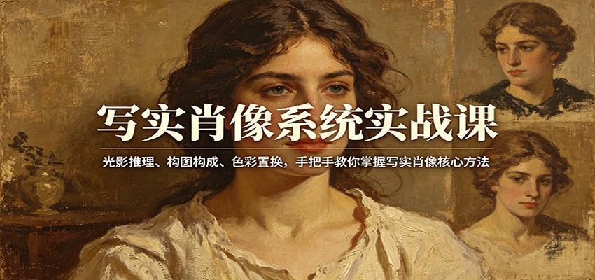 写实肖像系统实战课：光影推理、构图构成、色彩置换，手把手教你掌握写实肖像核心方法-快名资源网