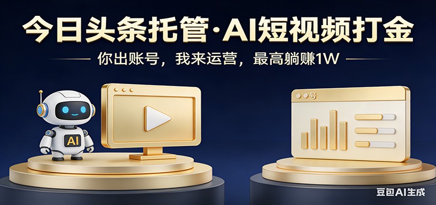 头条号AI托管，我提供作品，你提供账号，每天5分钟发布，小白躺赚3000+-快名资源网