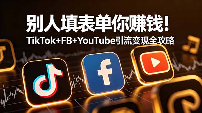别人填表单你赚钱！TikTok+FB+YouTube 引流变现全攻略【原创双语字幕】-快名资源网