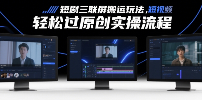 短剧三联屏搬运玩法，短剧搬运轻松过原创实操流程-快名资源网