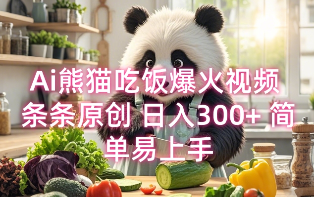 Ai熊猫吃饭爆火视频 条条原创 日入300+ 简单易上手-快名资源网