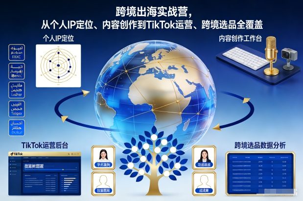 跨境出海实战营，从个人IP定位、内容创作到TikTok运营、跨境选品全覆盖-快名资源网