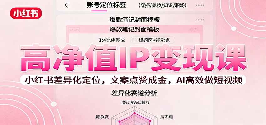 高净值IP变现课：小红书差异化定位，文案点赞成金， AI高效做短视频-快名资源网