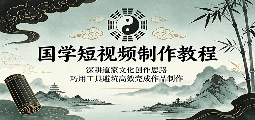 国学短视频制作教程：深耕道家文化创作思路，巧用工具避坑高效完成作品制作-快名资源网