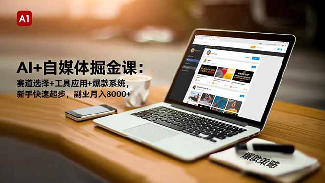 AI+自媒体掘金课：赛道选择+工具应用+爆款系统，新手快速起步，副业月入8000+-快名资源网