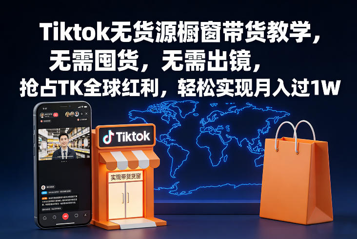 Tiktok无货源橱窗带货教学，无需囤货，无需出镜，抢占TK全球红利，轻松实现月入过1W-快名资源网