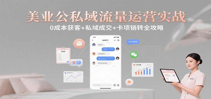 美业公私域流量运营实战：0成本获客+私域成交+卡项销转全攻略-快名资源网