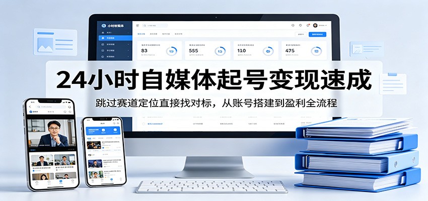 24小时自媒体起号变现速成，跳过赛道定位直接找对标，从账号搭建到盈利全流程-快名资源网