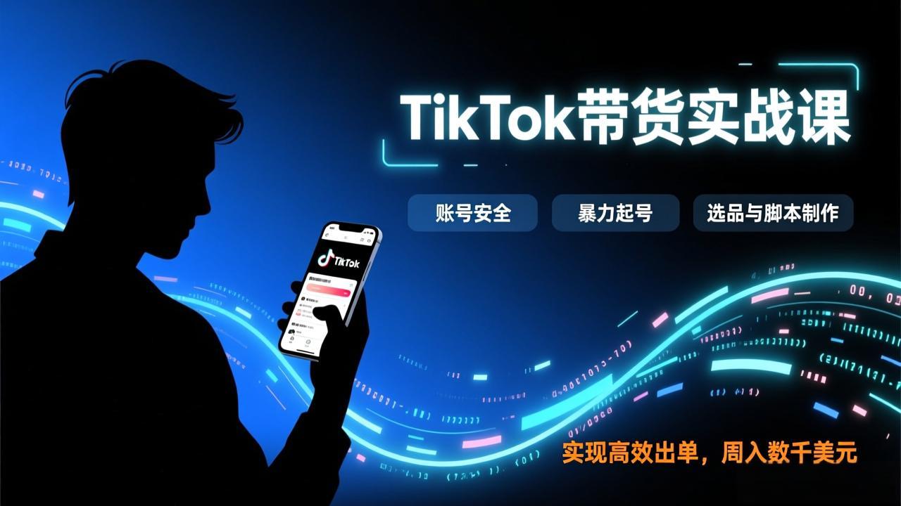 TikTok带货实战课，涵盖账号安全、暴力起号、选品与脚本制作，实现高效出单，周入数千美元-快名资源网