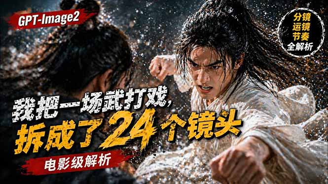 用GPT-Image2，把一段武打对决拆成24个连续镜头，从人物建立、动作衔接、运镜节奏，到情绪爆发-青虫资源网