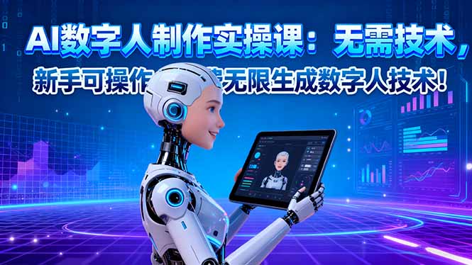 AI数字人制作实操课：无需技术，新手可操作，免费无限生成数字人技术！-快名资源网