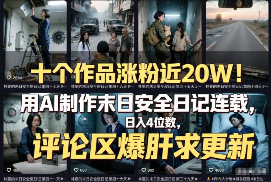 十个作品涨粉近20W！用AI制作末日安全日记连载，日入4位数，评论区爆肝求更新(附详细步骤)-快名资源网