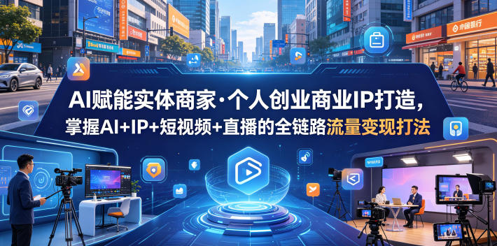 AI赋能实体商家·个人创业商业IP打造，掌握AI+IP+短视频+直播的全链路流量变现打法-快名资源网
