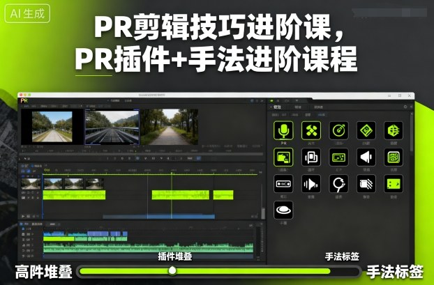 PR剪辑技巧进阶课，PR插件+手法进阶课程-快名资源网
