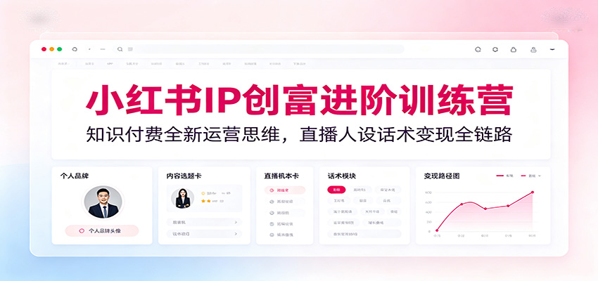 小红书IP创富进阶训练营：知识付费全新运营思维，直播人设话术变现全链路-青虫资源网