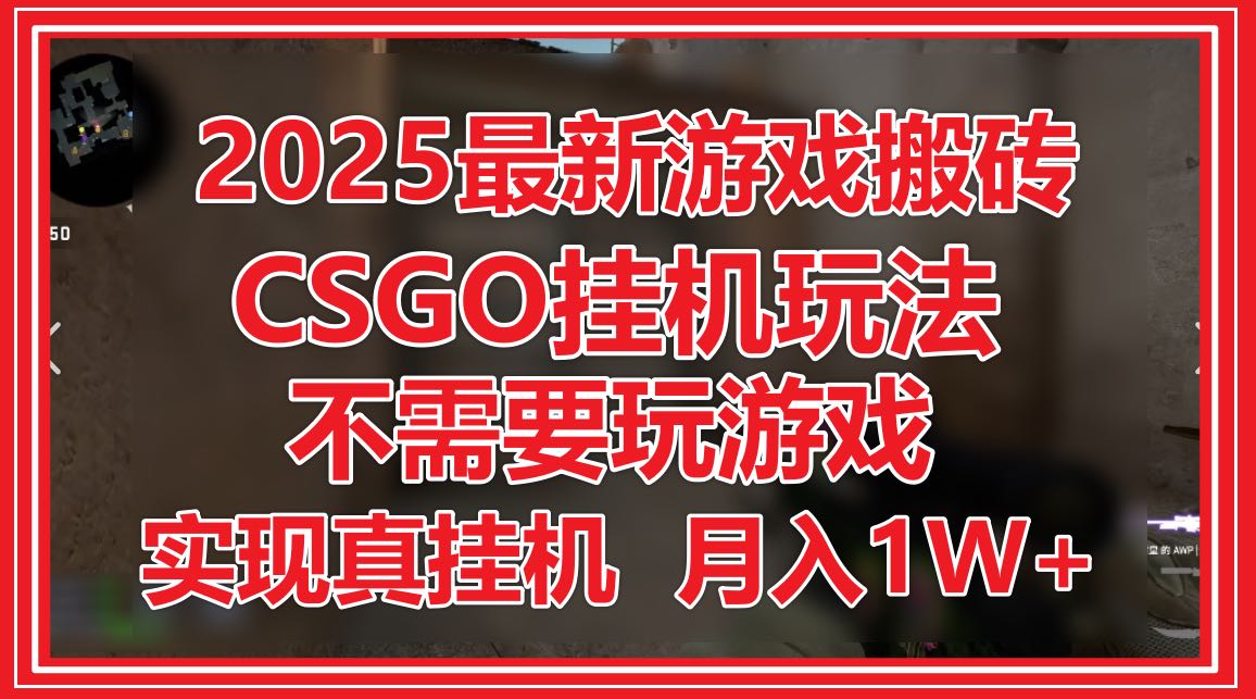 2025最新游戏搬砖，CSGO挂机，不需要玩游戏，实现真挂机，月入1W+-快名资源网