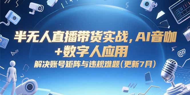 半无人直播带货实战，AI音咖+数字人应用 解决账号矩阵与违规难题(更新7月-快名资源网