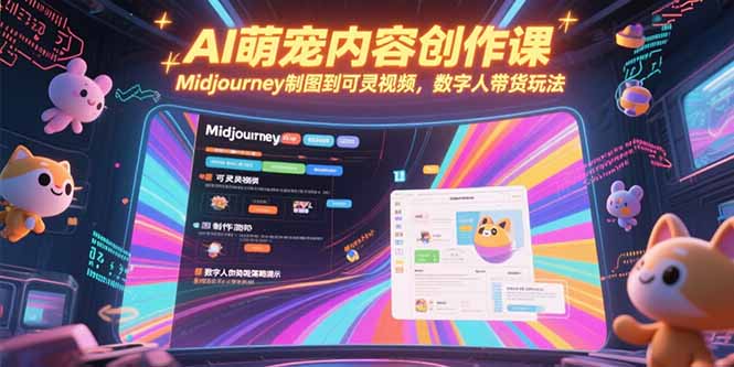 AI萌宠内容创作课，Midjourney制图到可灵视频，数字人带货玩法-快名资源网