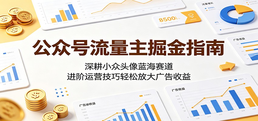 公众号流量主掘金指南：深耕小众头像蓝海赛道，进阶运营技巧轻松放大广告收益-快名资源网