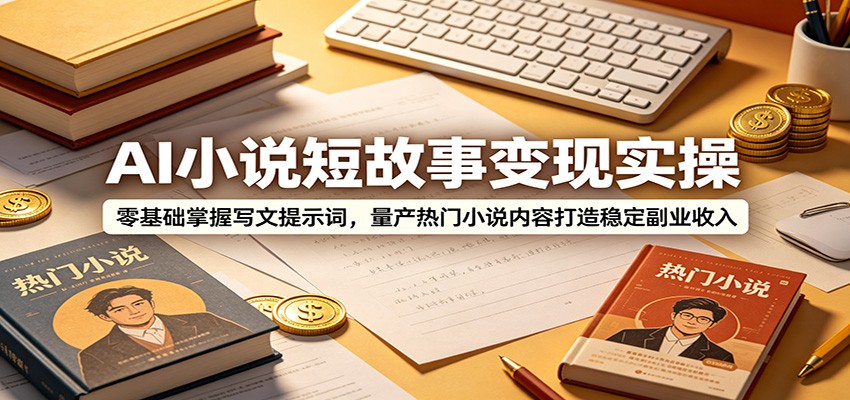 AI小说短故事变现实操：零基础掌握写文提示词，量产热门小说内容打造稳定副业收入-青虫资源网