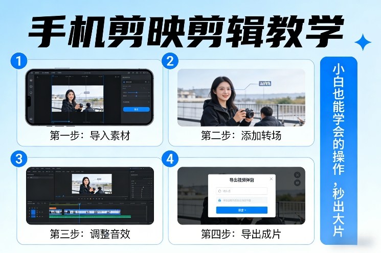 手机剪映剪辑教学，小白也能学会的操作，秒出大片-快名资源网