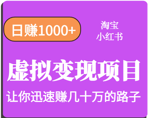 淘宝OR小红书虚拟变现，日赚1000+，多账号操作年收入几十W不等-快名资源网