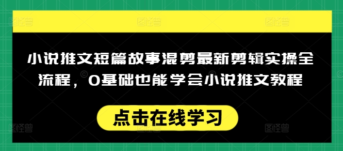 小说推文短篇故事混剪最新剪辑实操全流程，0基础也能学会小说推文教程，肯干多发日入多张-快名资源网