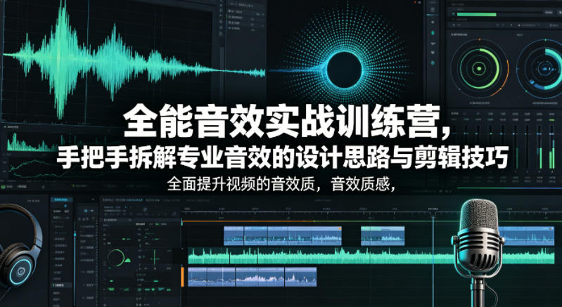 全能音效实战训练营，手把手拆解专业音效的设计思路与剪辑技巧，全面提升视频的音效质感-快名资源网