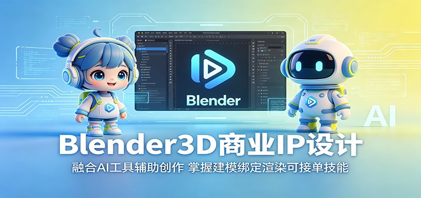 Blender3D商业IP设计：融合AI工具辅助创作，掌握建模绑定渲染可接单技能-快名资源网