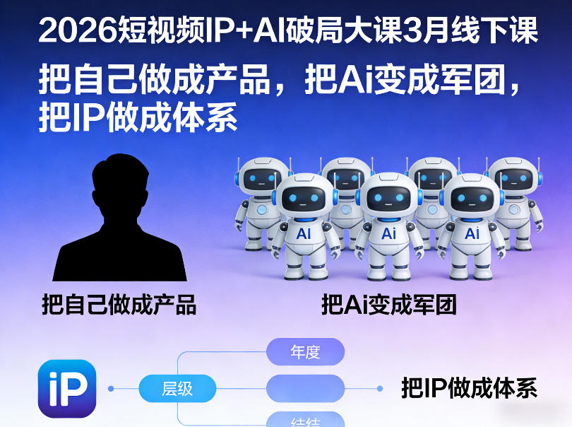 2026短视频IP+AI破局大课3月线下课，把自己做成产品，把Ai变成军团，把IP做成体系-快名资源网
