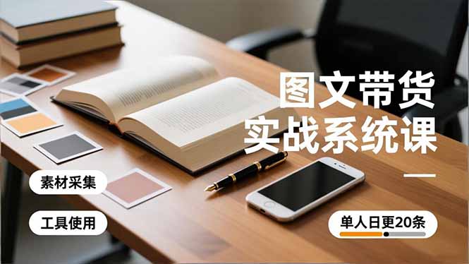 图文带货实战系统课，工具使用、素材采集、防同质化，单人日更20条月入3w+-快名资源网