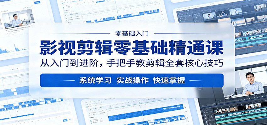 影视剪辑零基础精通课：从入门到进阶，手把手教剪辑全套核心技巧-快名资源网