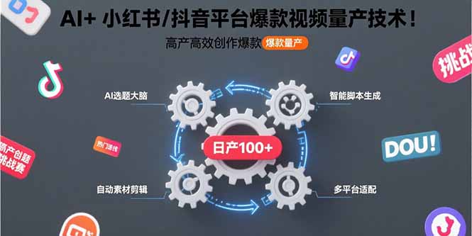 AI+小红书/抖音平台爆款视频量产技术：高产高效创作爆款视频！-快名资源网