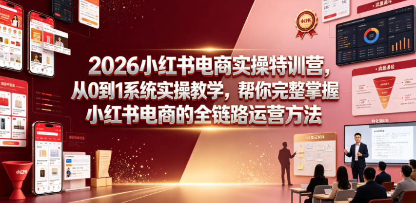 2026小红书电商实操特训营，从0到1系统实操教学，帮你完整掌握小红书电商的全链路运营方法-快名资源网