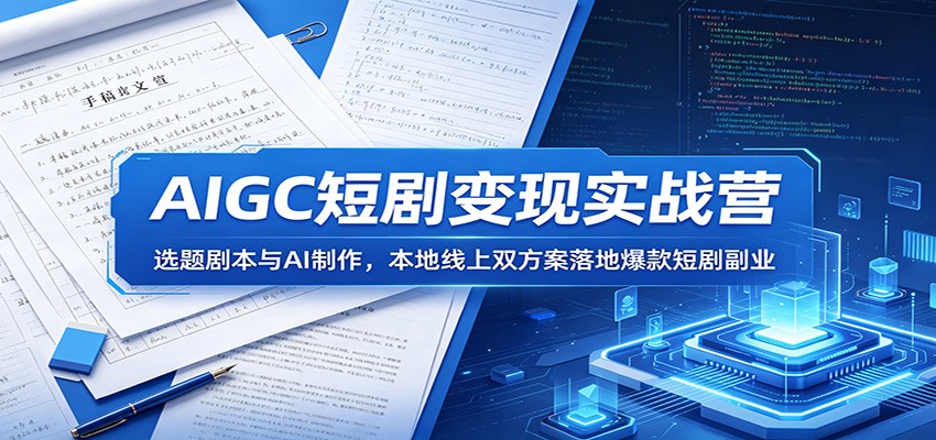 AIGC短剧变现实战营：选题剧本与AI制作，本地线上双方案落地爆款短剧副业-快名资源网