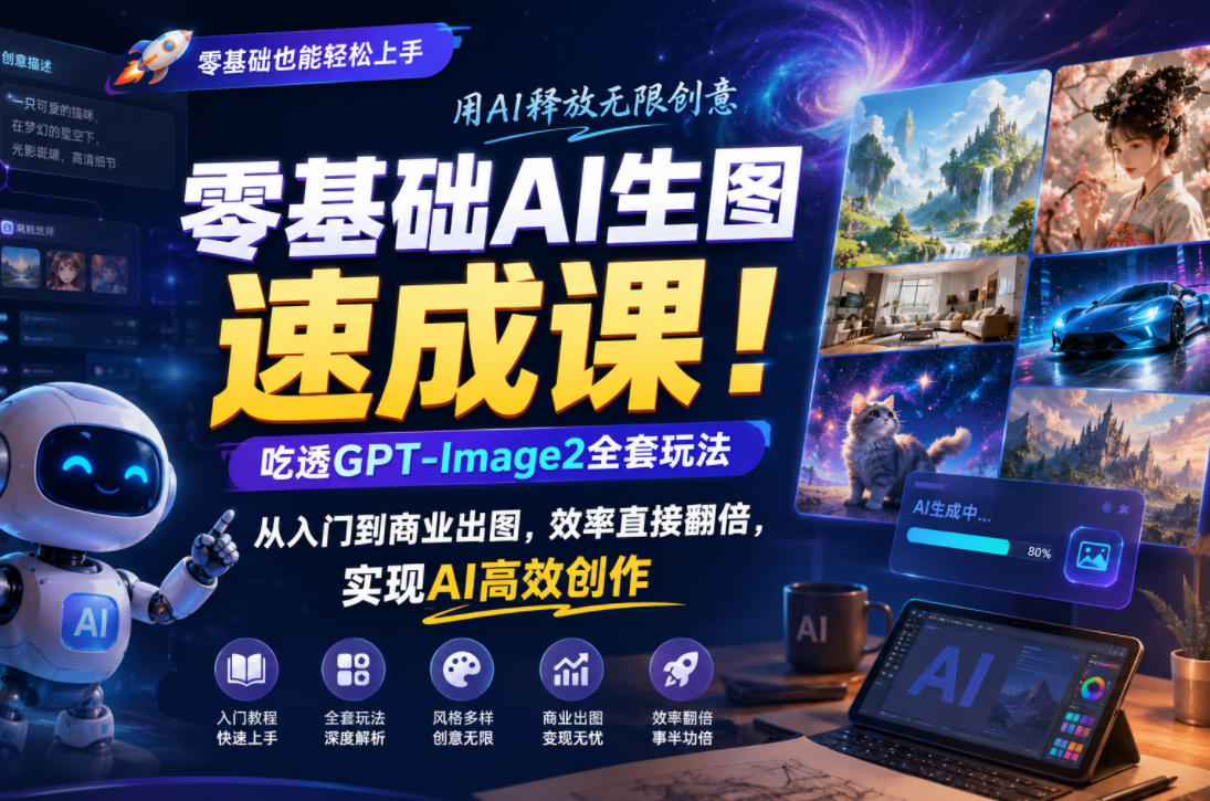 零基础AI生图速成课！吃透GPT-Image2全套玩法，从入门到商业出图，效率直接翻倍，实现AI高效创作-快名资源网