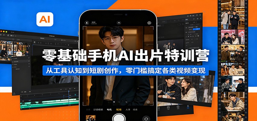 零基础手机AI出片特训营：从工具认知到短剧创作，零门槛搞定各类视频变现-快名资源网